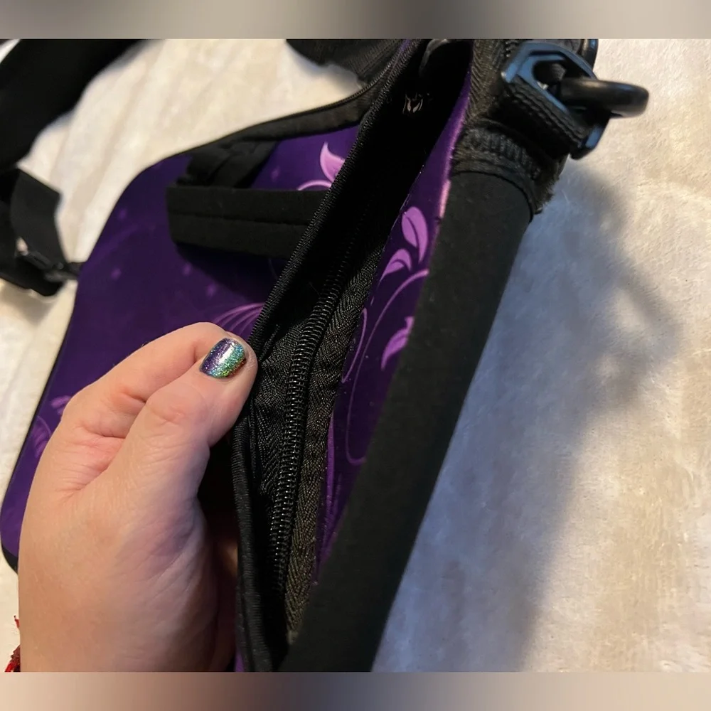8x10 inch purple neoprene tablet case with padded shoulder strap